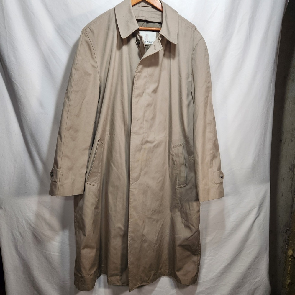 London Fog Mens Trench Coat Removable Lining Size 3XL Beige